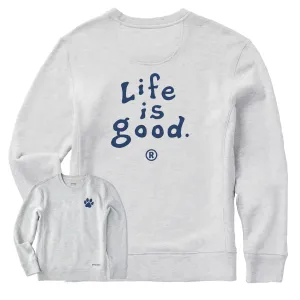 Women's LIG Vintage Wordmark Stacked Simply True Fleece Crew Life is Good