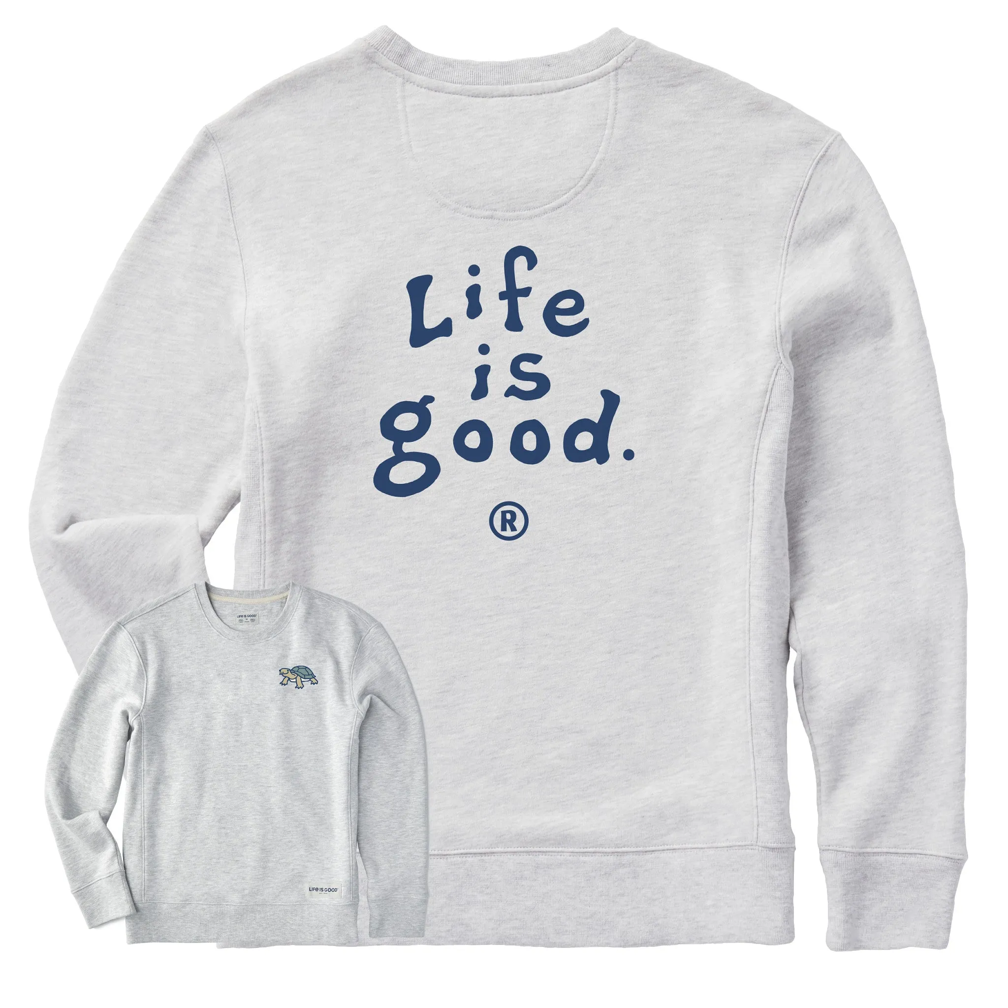 Women's LIG Vintage Wordmark Stacked Simply True Fleece Crew Life is Good