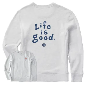 Women's LIG Vintage Wordmark Stacked Simply True Fleece Crew Life is Good