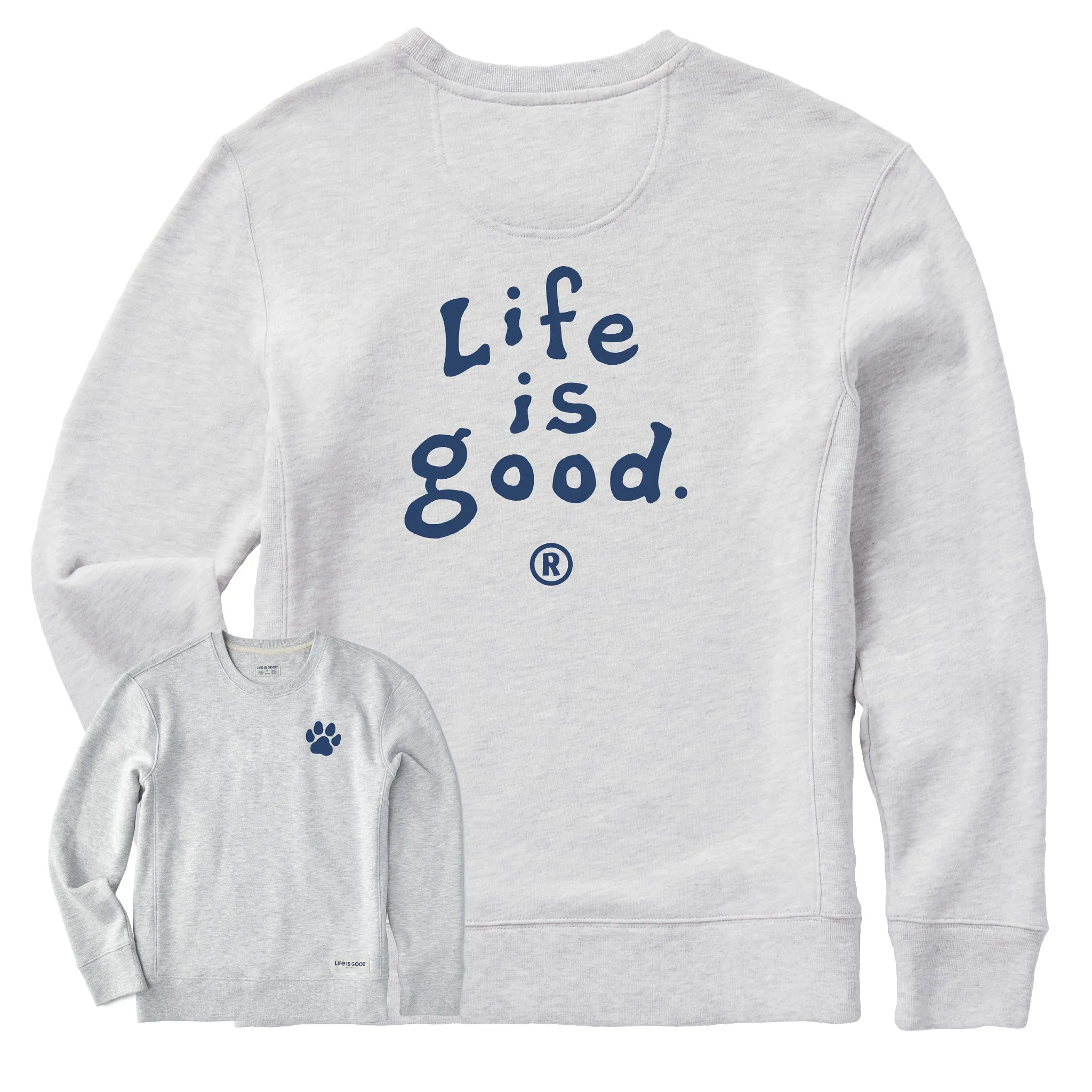 Women's LIG Vintage Wordmark Stacked Simply True Fleece Crew Life is Good