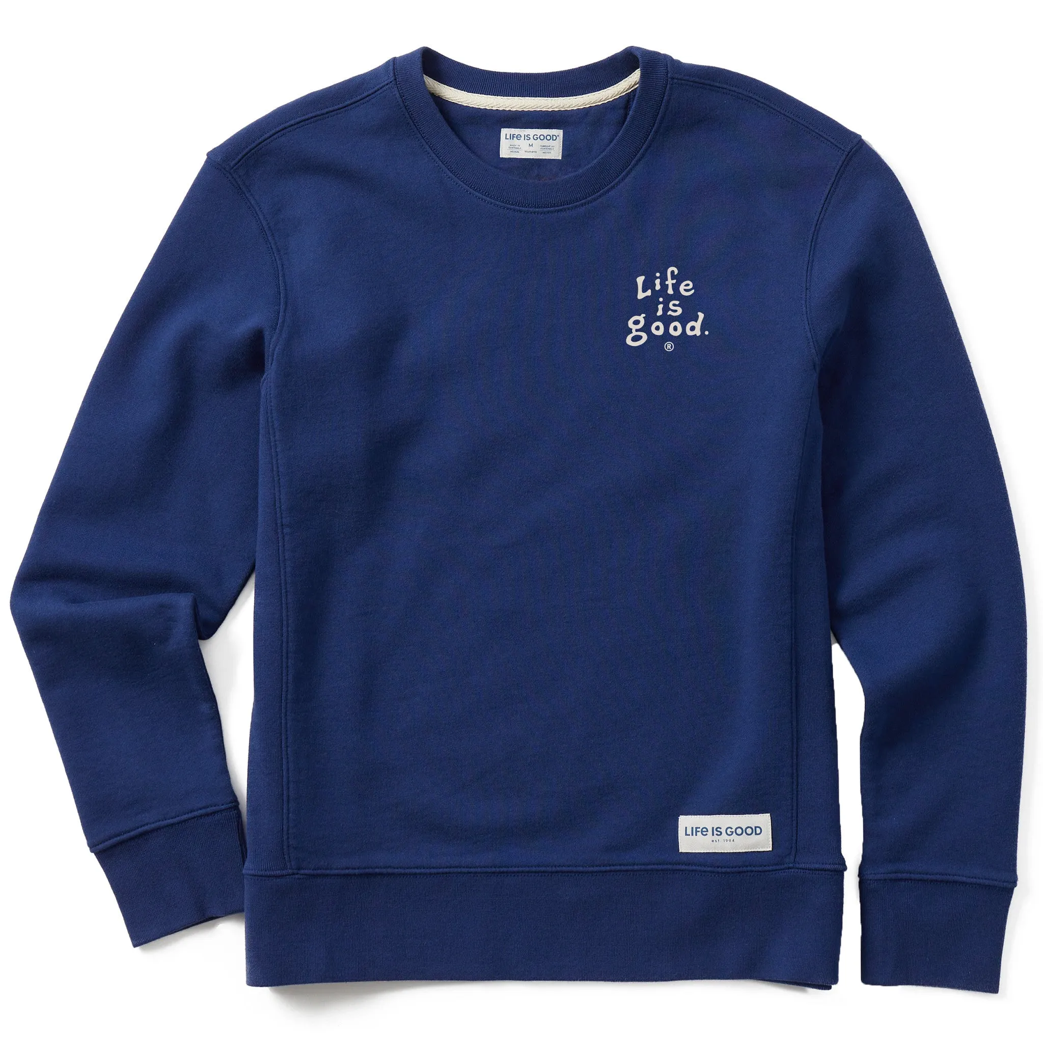 Women's LIG Vintage Wordmark Stacked Simply True Fleece Crew Life is Good
