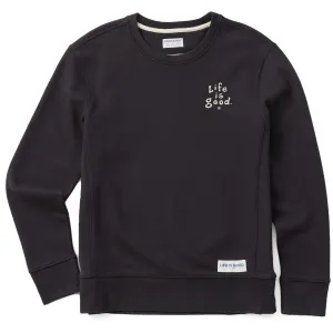Women's LIG Vintage Wordmark Stacked Simply True Fleece Crew Life is Good