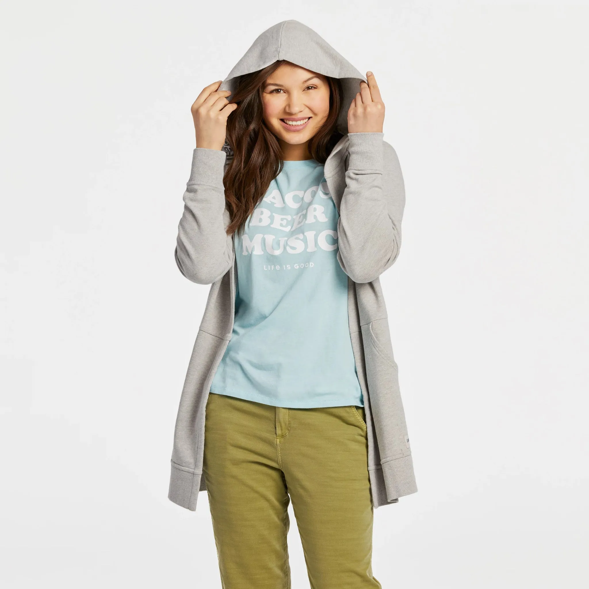 Women's LIG Wordmark Horizontal Beyond Hip French Terry Tunic Life is Good