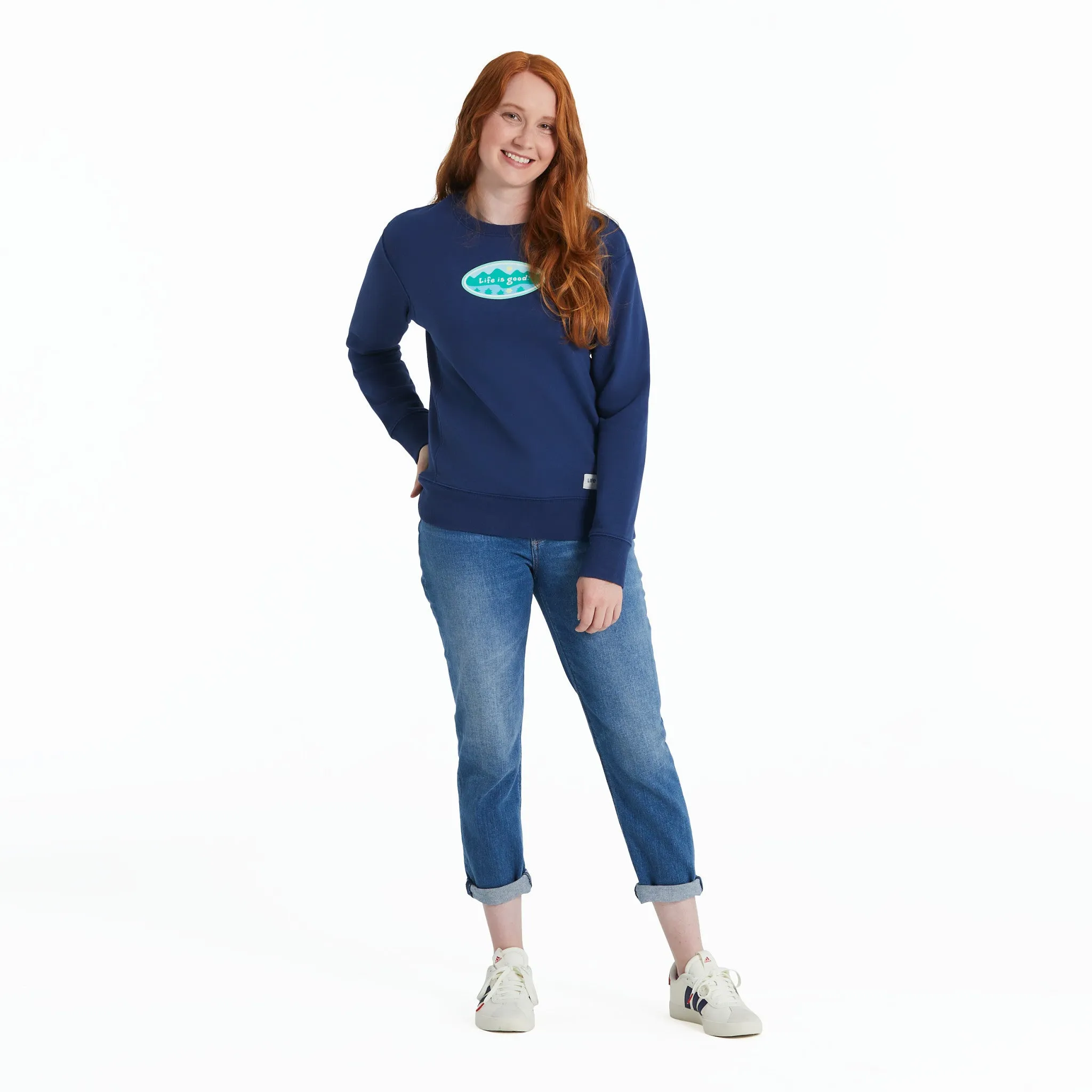 Women's Mountainside Oval Simply True Fleece Crew Life is Good