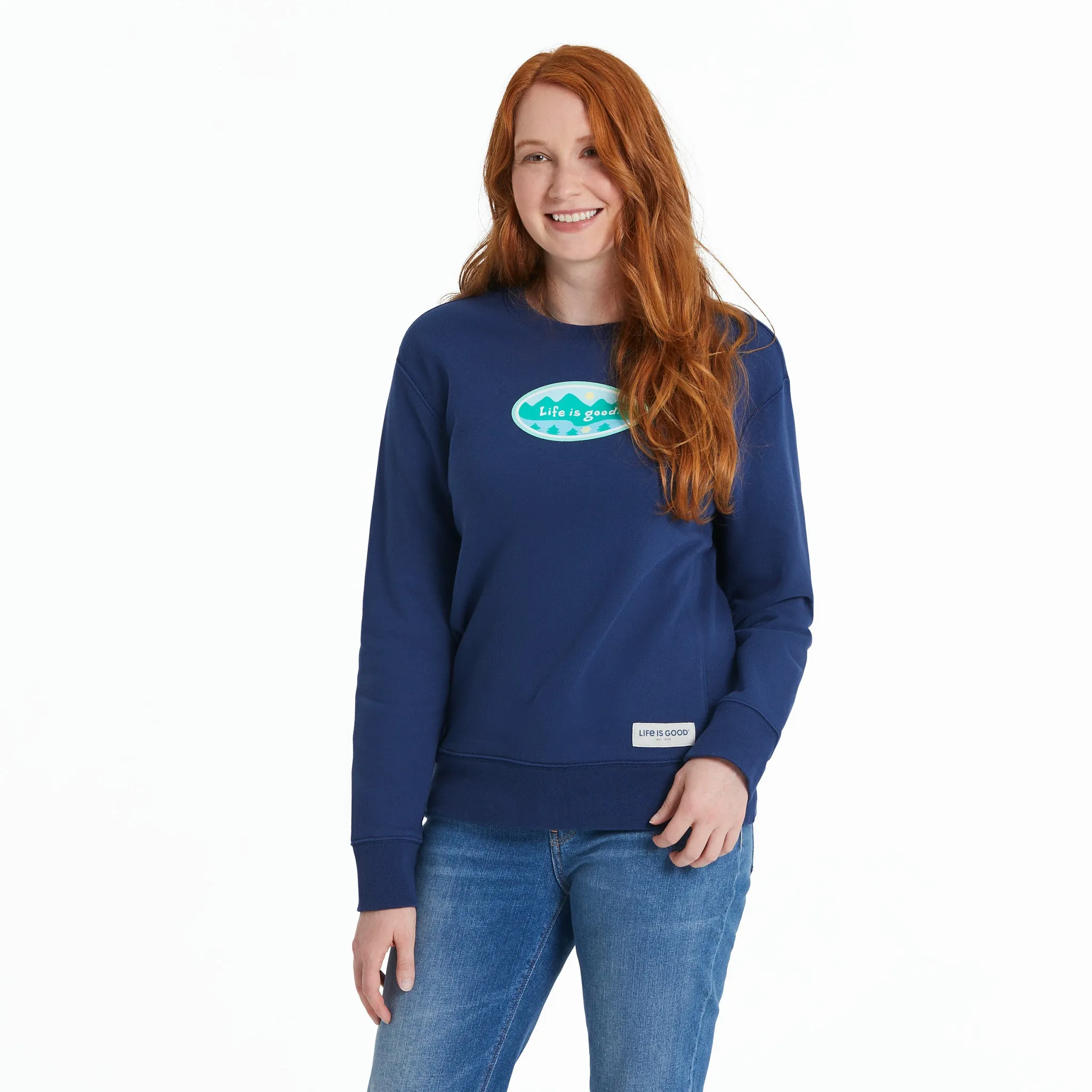 Women's Mountainside Oval Simply True Fleece Crew Life is Good