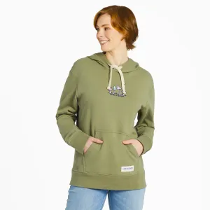 Women's Mushroom Retro Scene Simply True Fleece Hoodie Life is Good