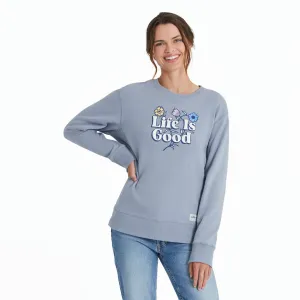 Women's Nordic Wildflowers Simply True Fleece Crew Life is Good