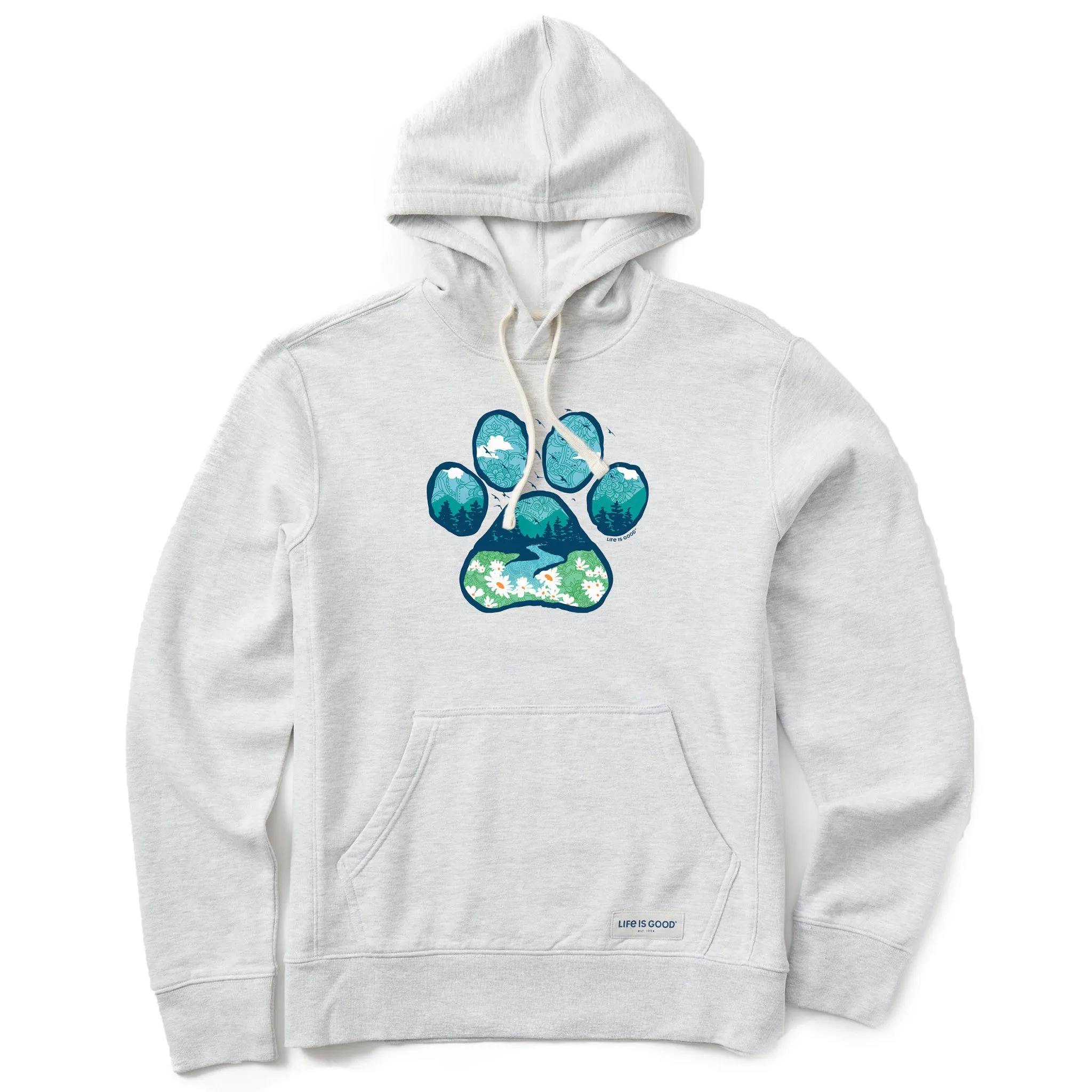 Women's Paw Landscape Simply True Fleece Hoodie Life is Good