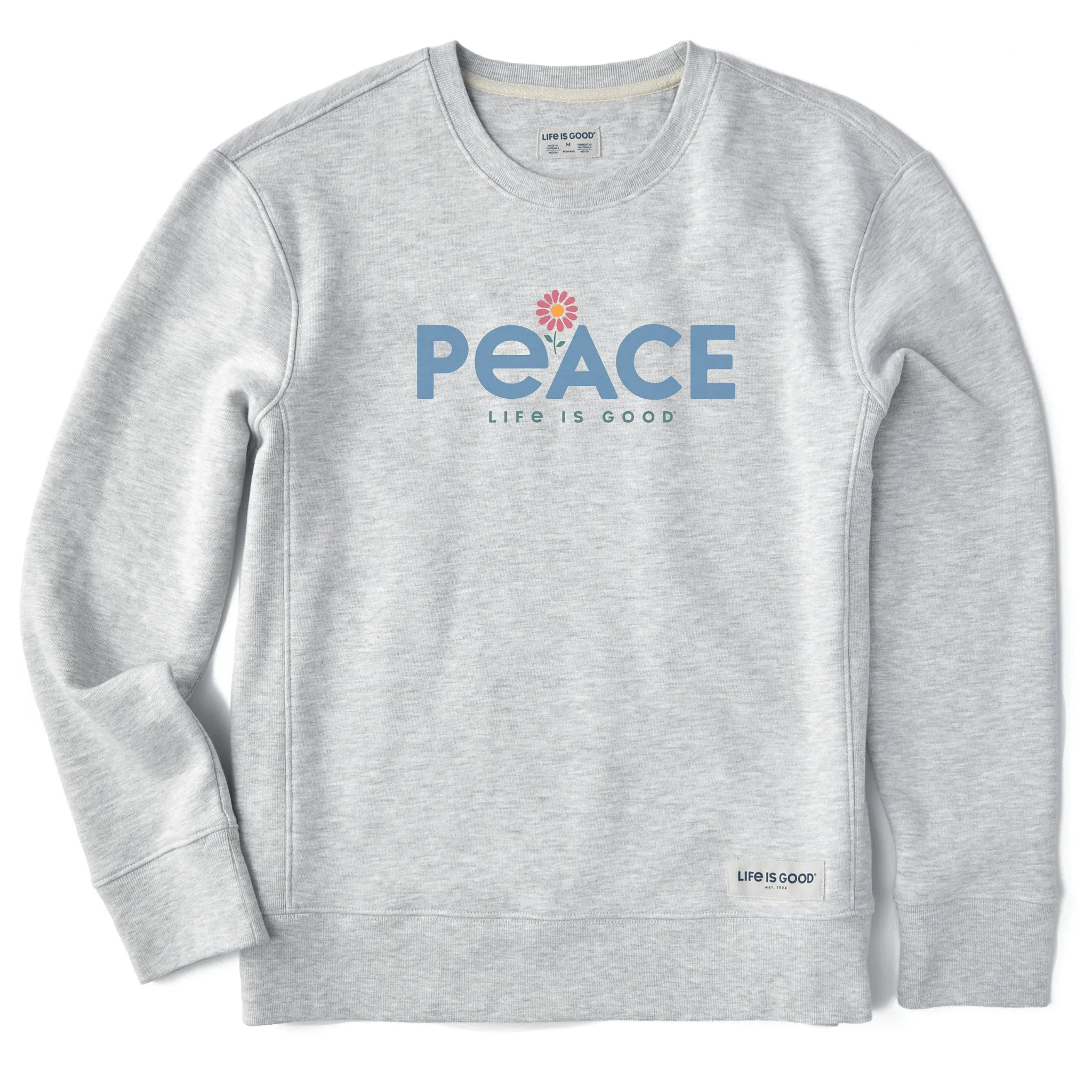 Women's Peace Daisies Simply True Fleece Crew Life is Good