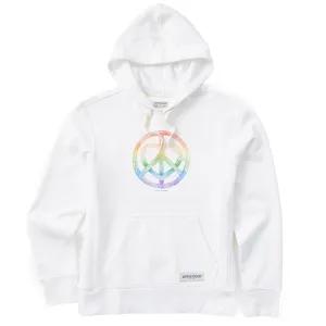 Women's Peace Heart Rainbow Simply True Fleece Hoodie Life is Good