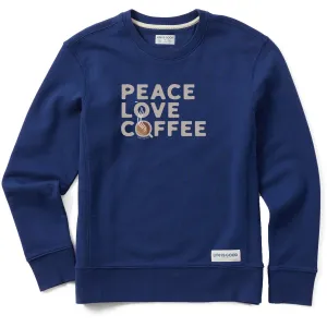 Women's Peace Love & Coffee Simply True Fleece Crew Life is Good