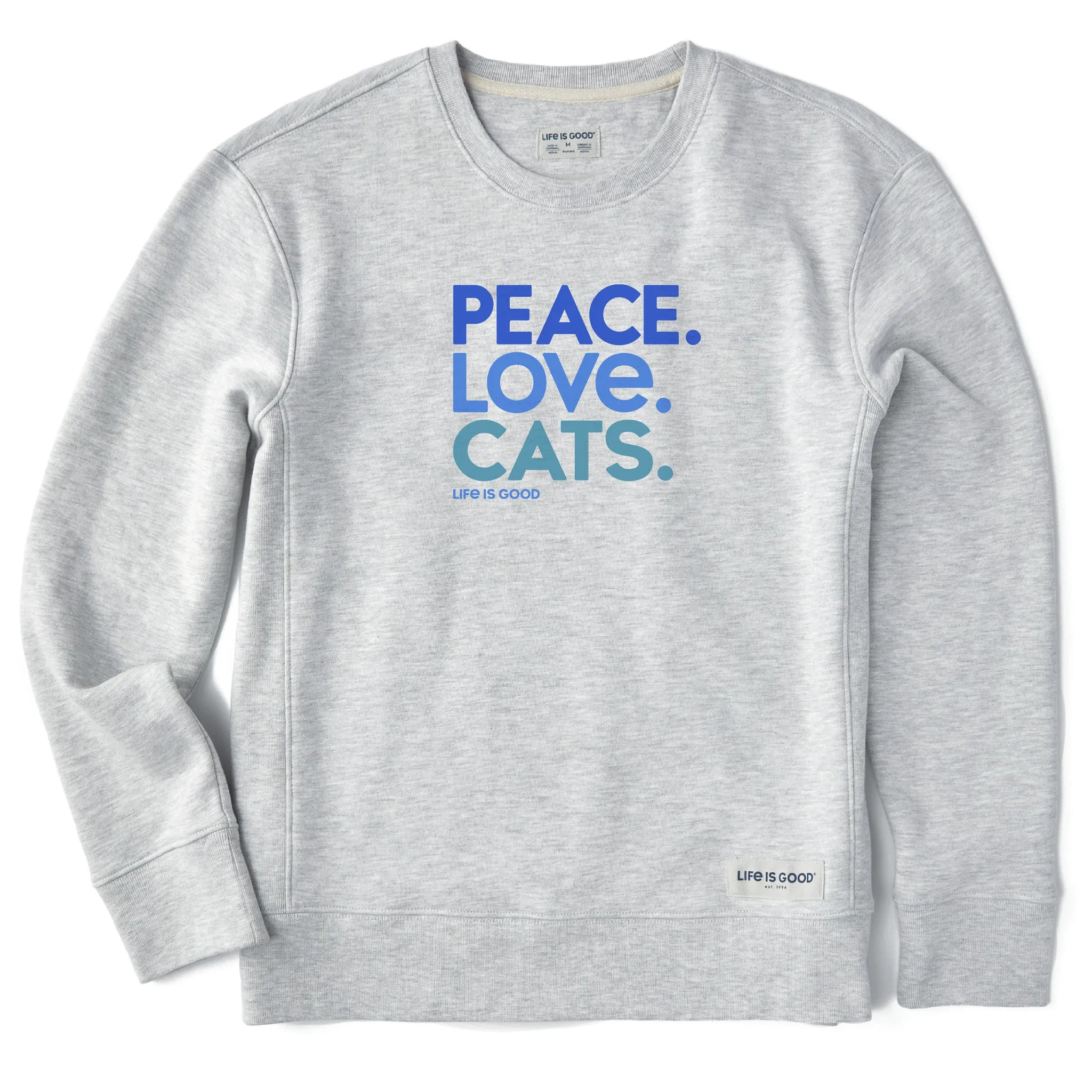 Women's Peace Love Cats Simply True Crew Life is Good