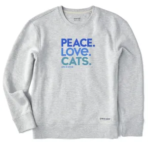 Women's Peace Love Cats Simply True Crew Life is Good