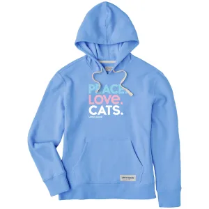 Women's Peace Love Cats Simply True Fleece Hoodie Life is Good