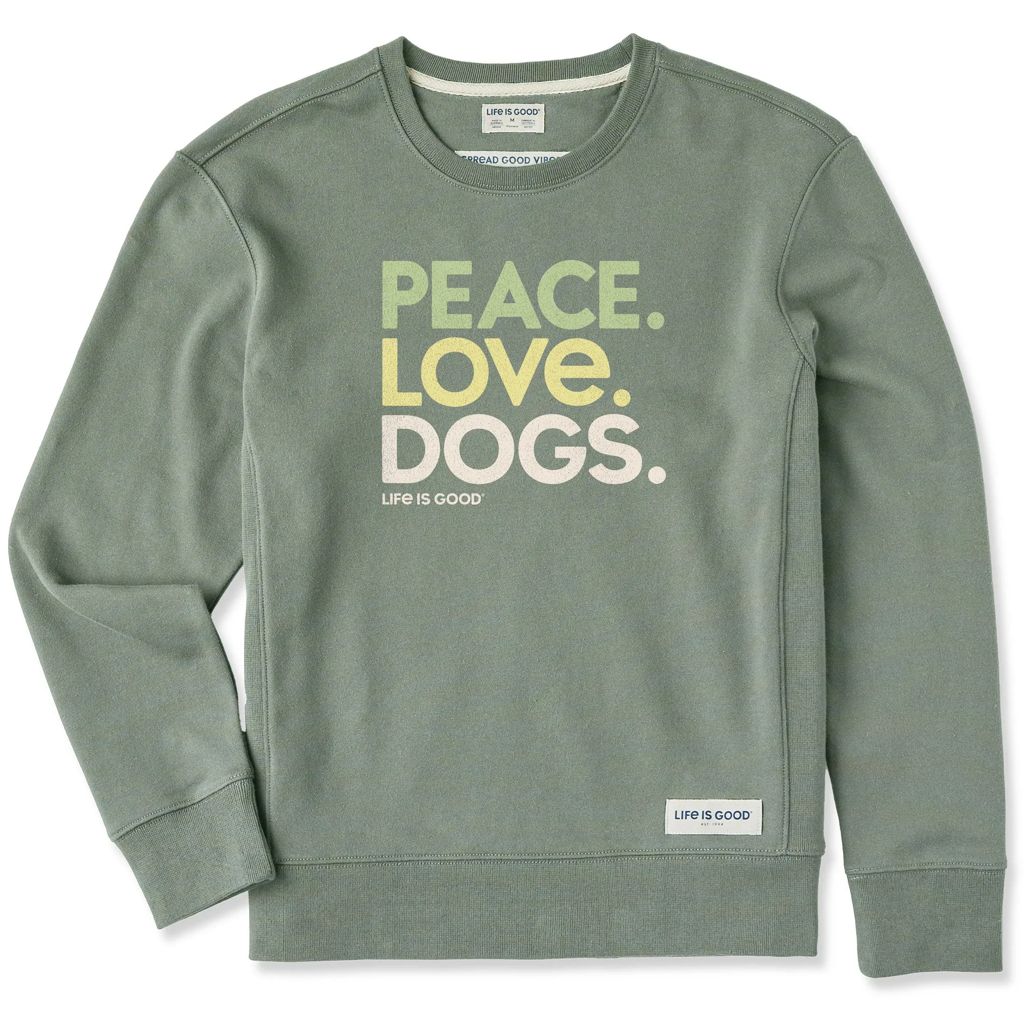 Women's Peace Love Dogs Simply True Fleece Crew Life is Good