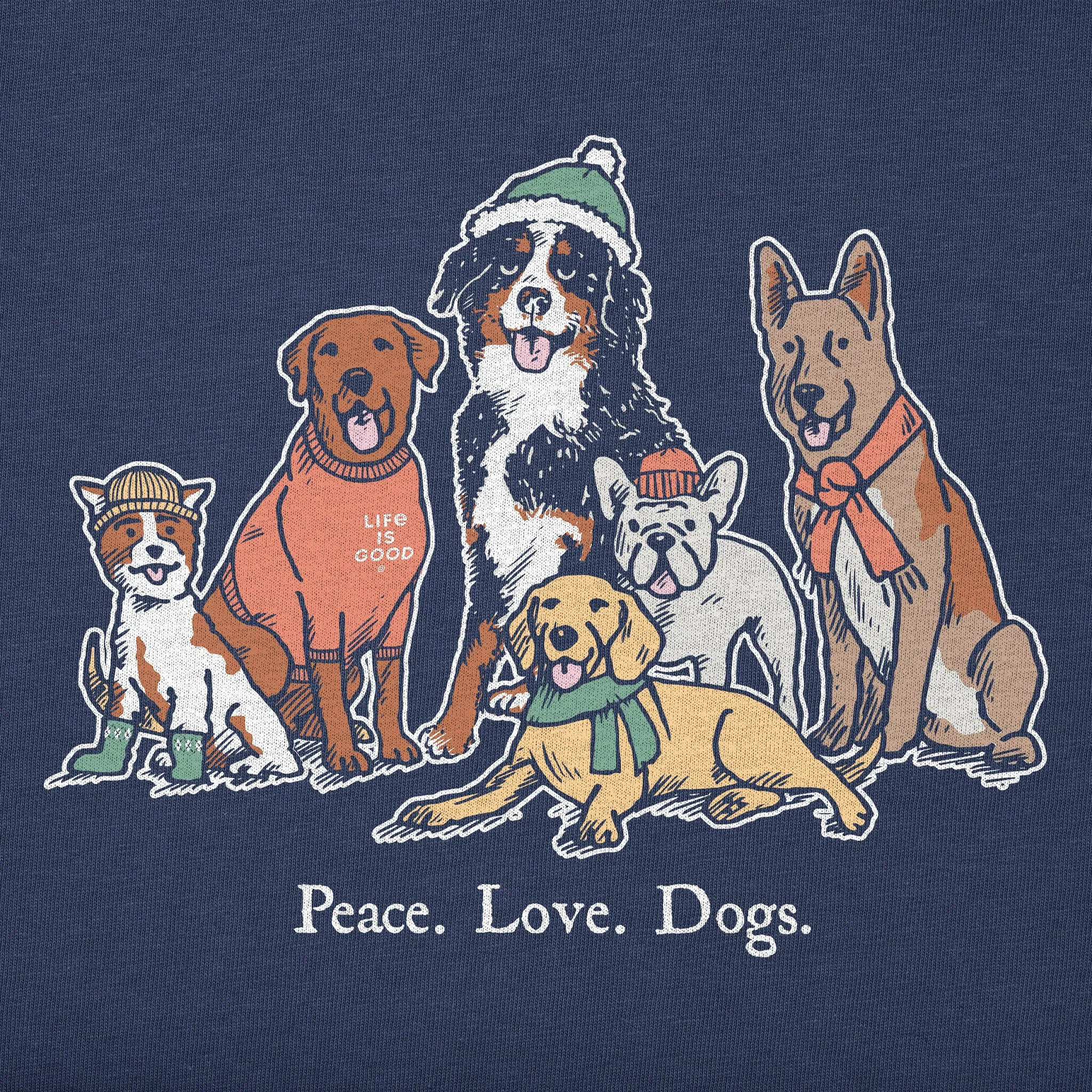Women's Peace Love Dogs Winter Simply True Fleece Crew Life is Good