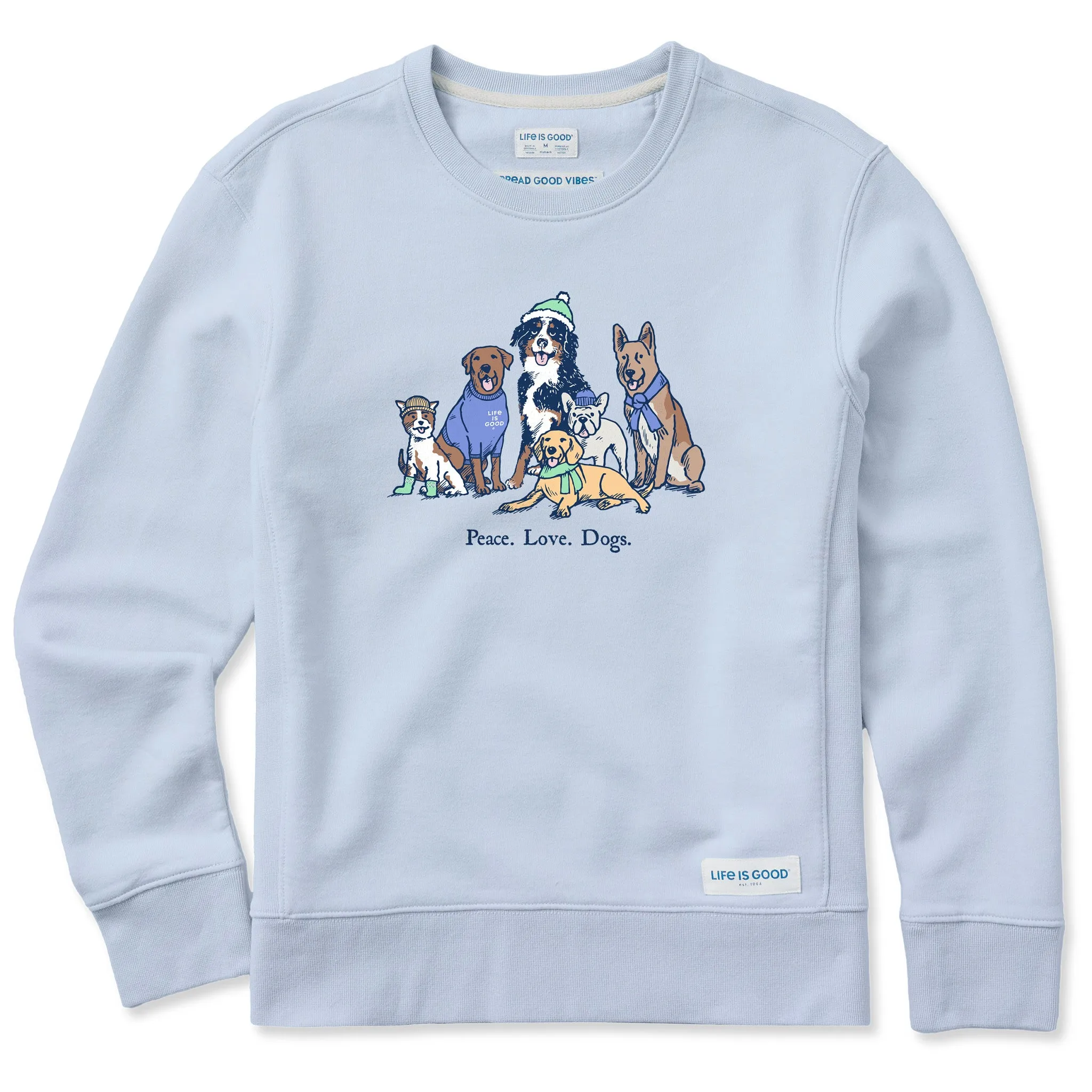 Women's Peace Love Dogs Winter Simply True Fleece Crew Life is Good