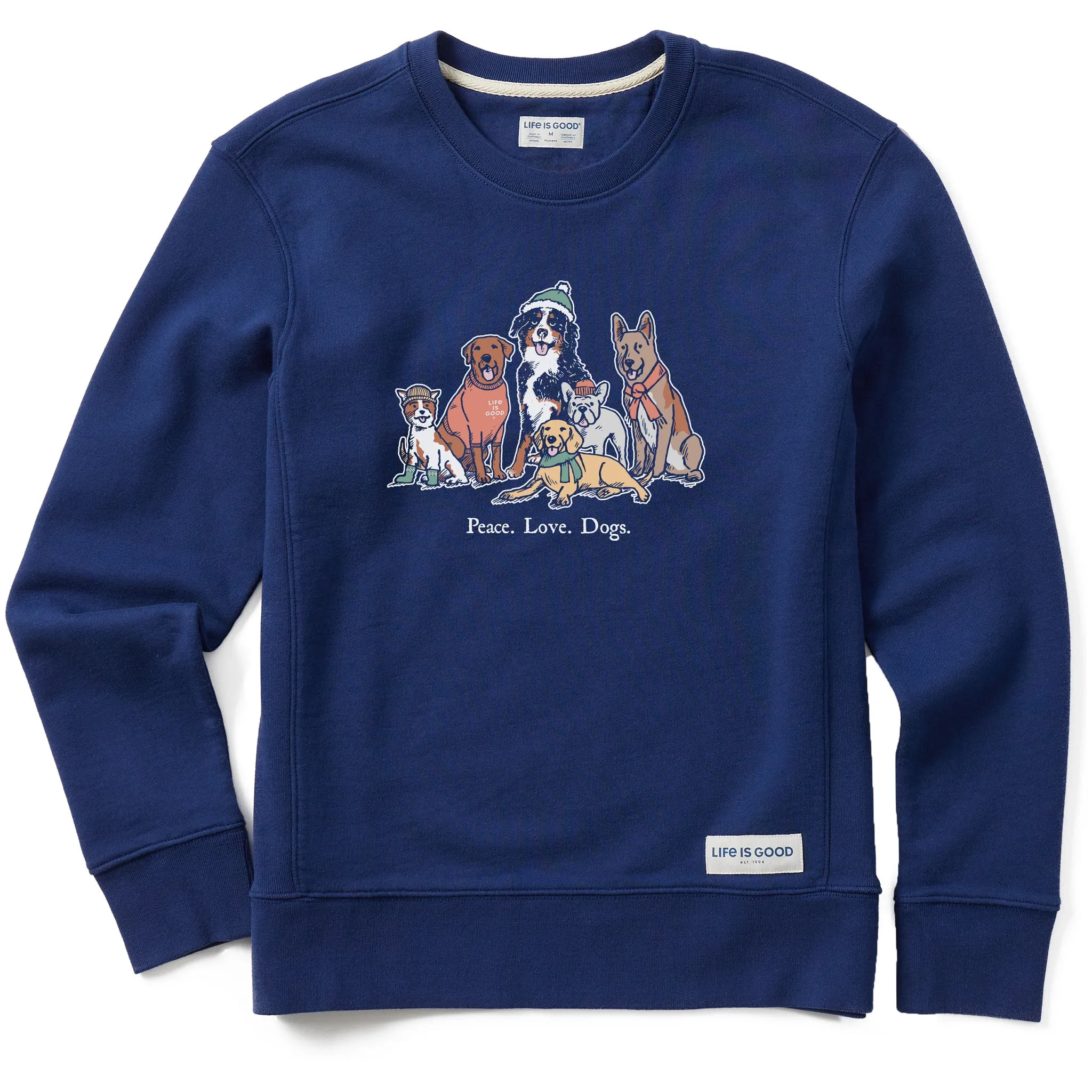 Women's Peace Love Dogs Winter Simply True Fleece Crew Life is Good