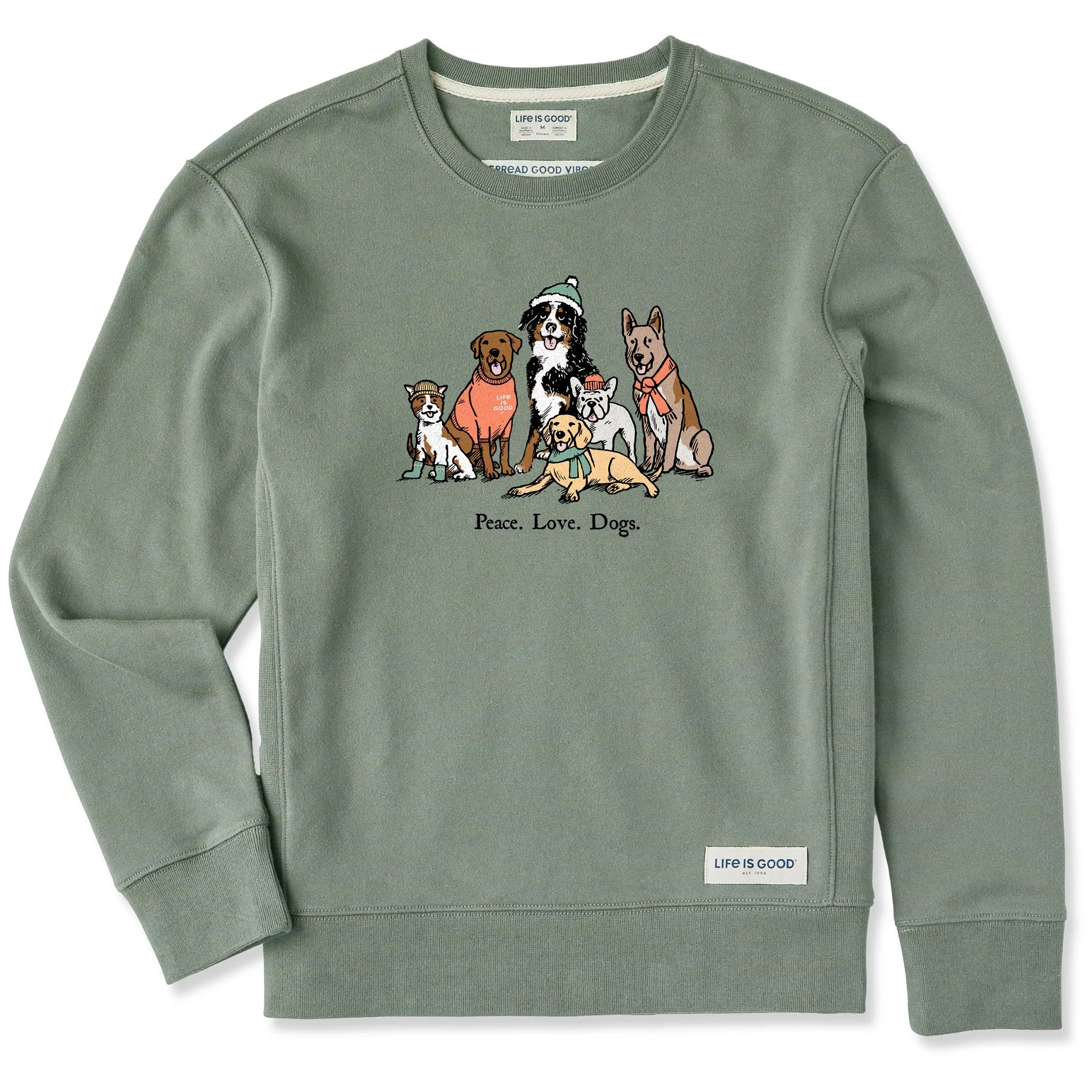 Women's Peace Love Dogs Winter Simply True Fleece Crew Life is Good