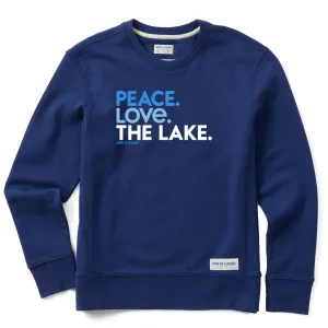 Women's Peace Love the Lake Simply True Fleece Crew Life is Good