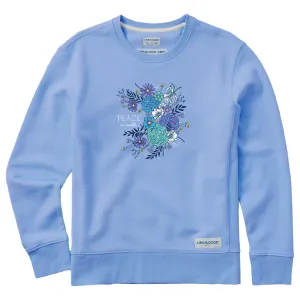 Women's Peace on Earth Winter Flowers Simply True Crew Life is Good