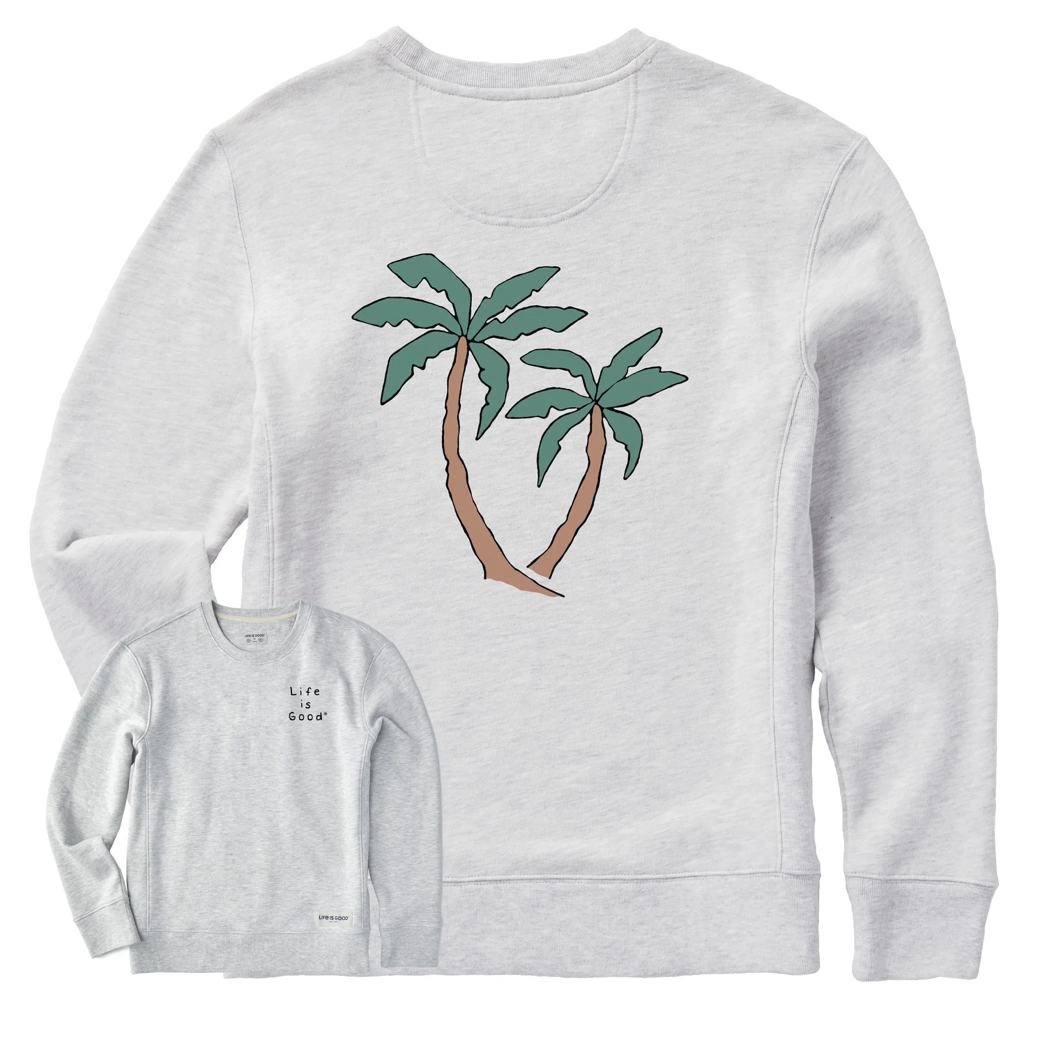 Women's Quirky Palms Simply True Fleece Crew Life is Good