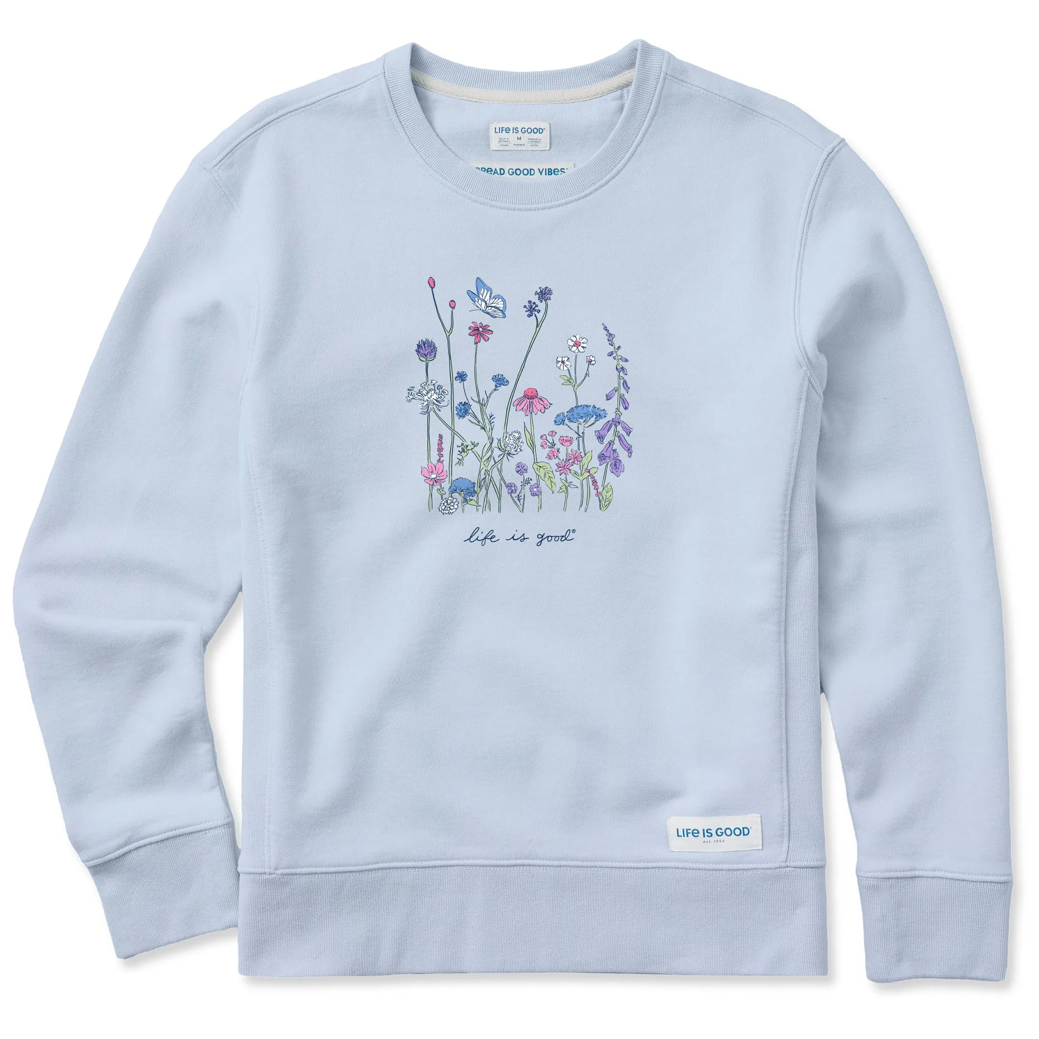 Women's Realaxed Wildflowers Simply True Fleece Crew Life is Good