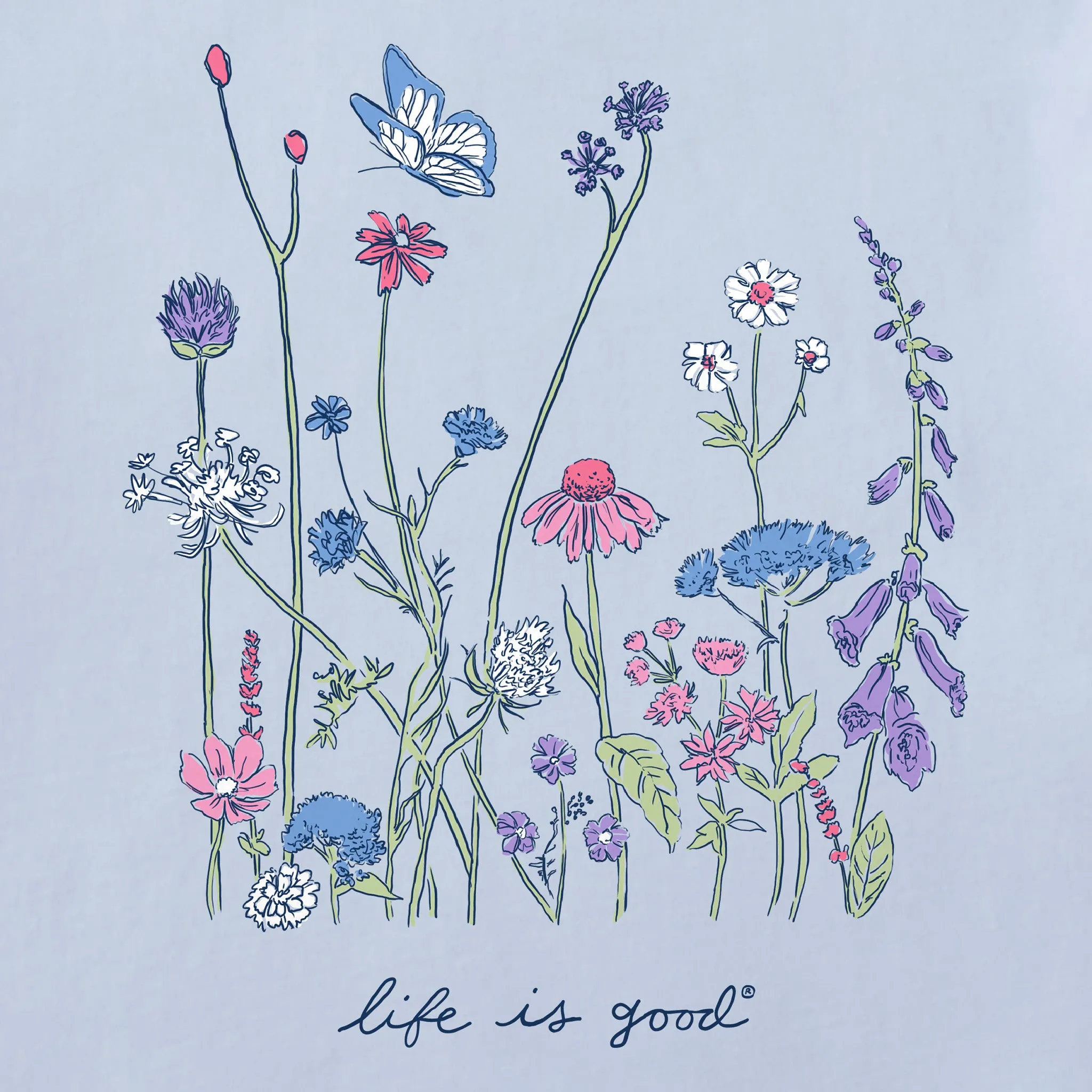 Women's Realaxed Wildflowers Simply True Fleece Crew Life is Good