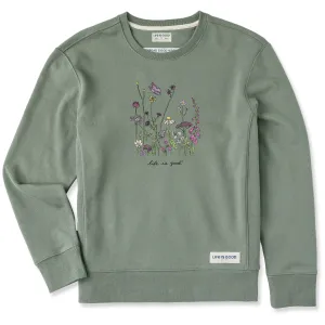 Women's Realaxed Wildflowers Simply True Fleece Crew Life is Good