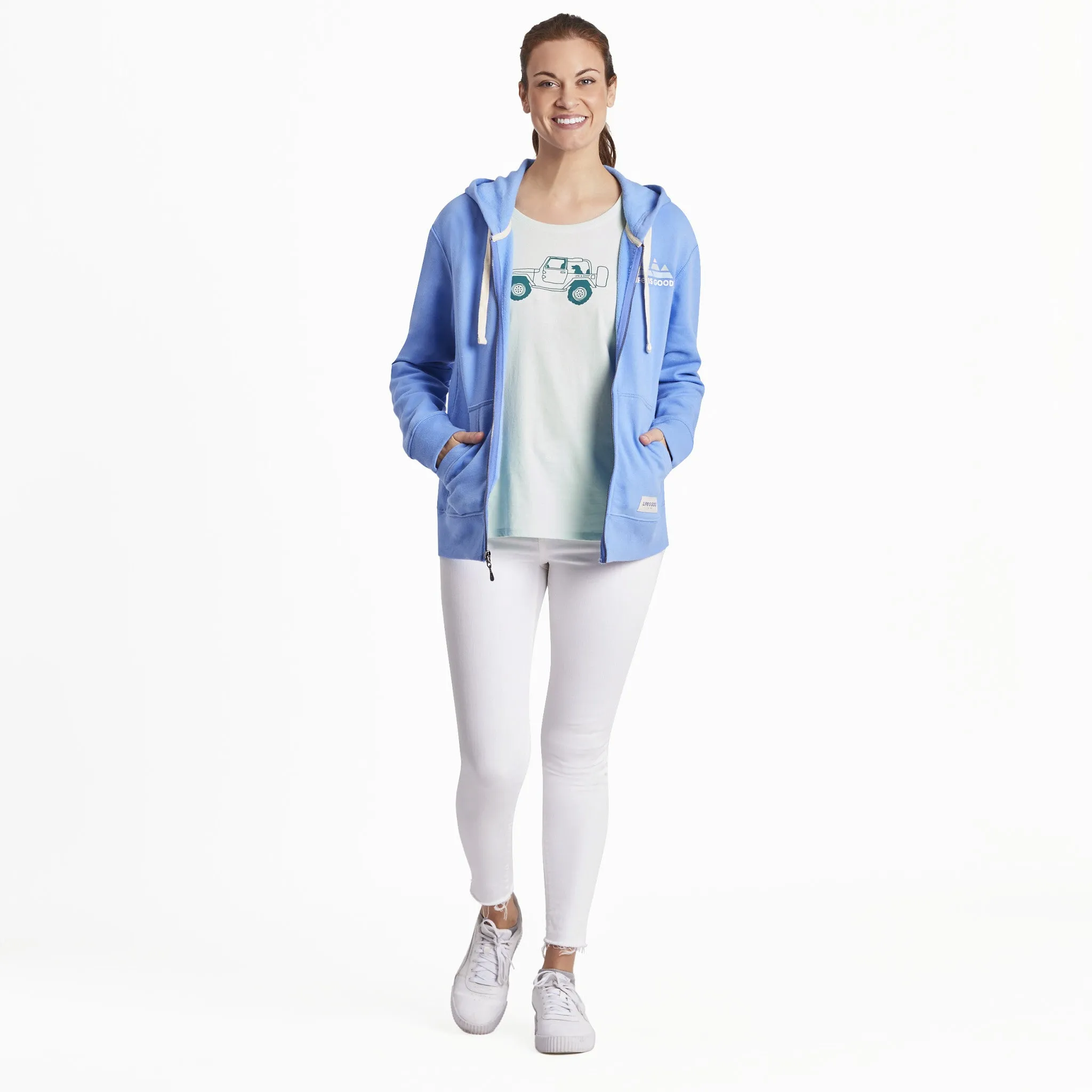 Women's Retro Mountains Simply True Fleece Zip Hoodie Life is Good