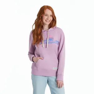 Women's Retro Mountainscape Simply True Fleece Hoodie Life is Good