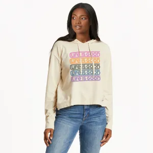 Women's Retro Stack Life is Good Crusher-FLEX Boxy Hoodie LIFE IS GOOD