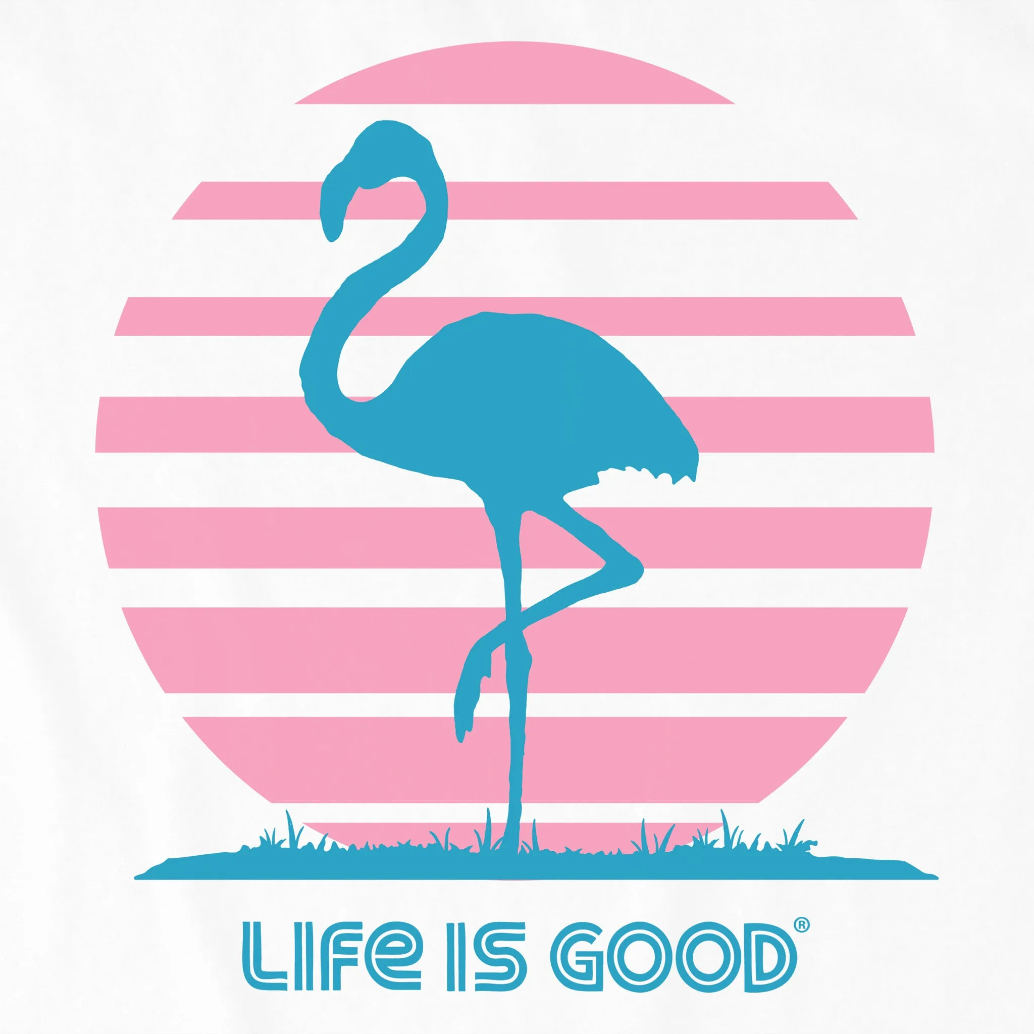 Women's Retro Sun Flamingo Simply True Fleece Crew Life is Good
