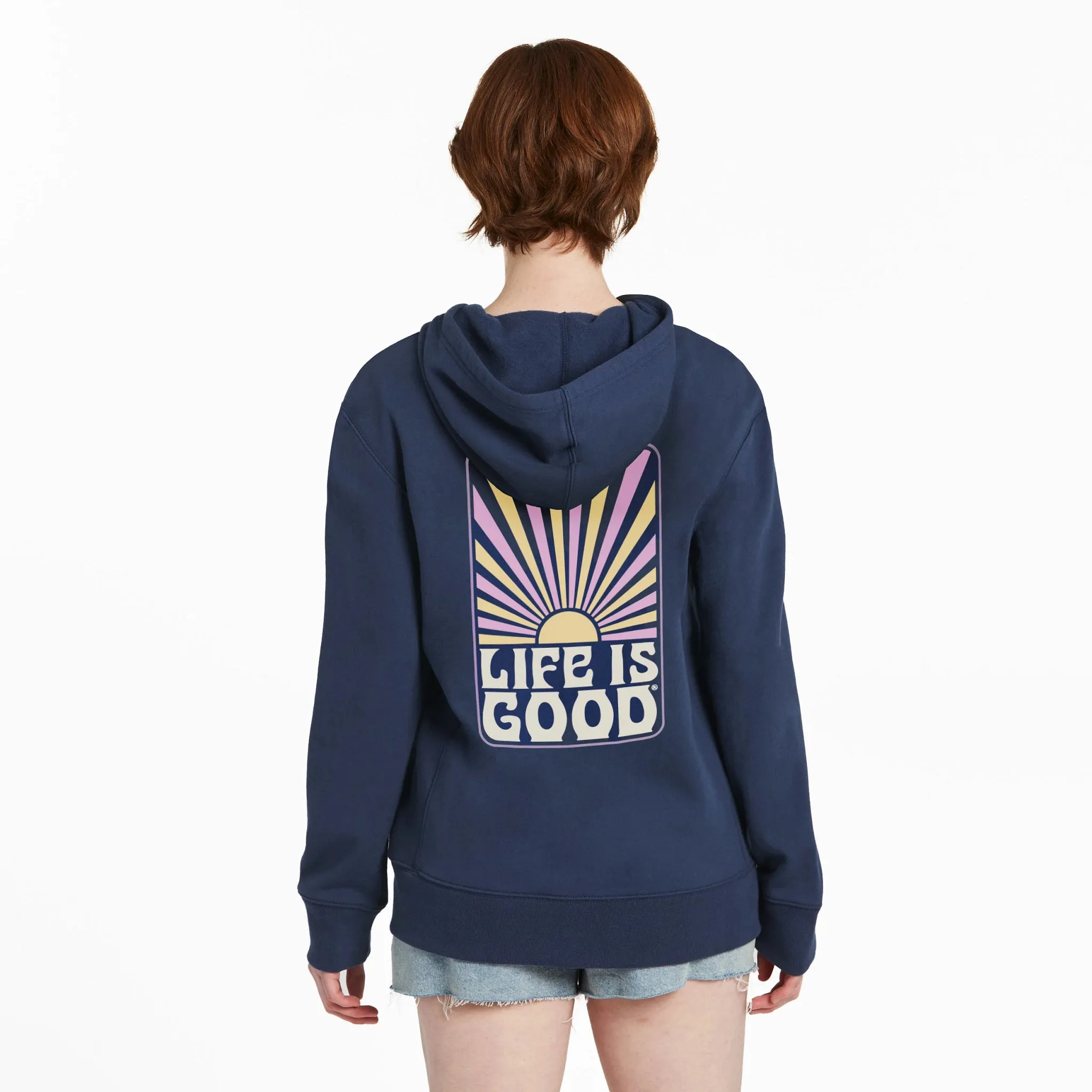 Women's Retro Sunburst Simply True Fleece Zip Hoodie Life is Good
