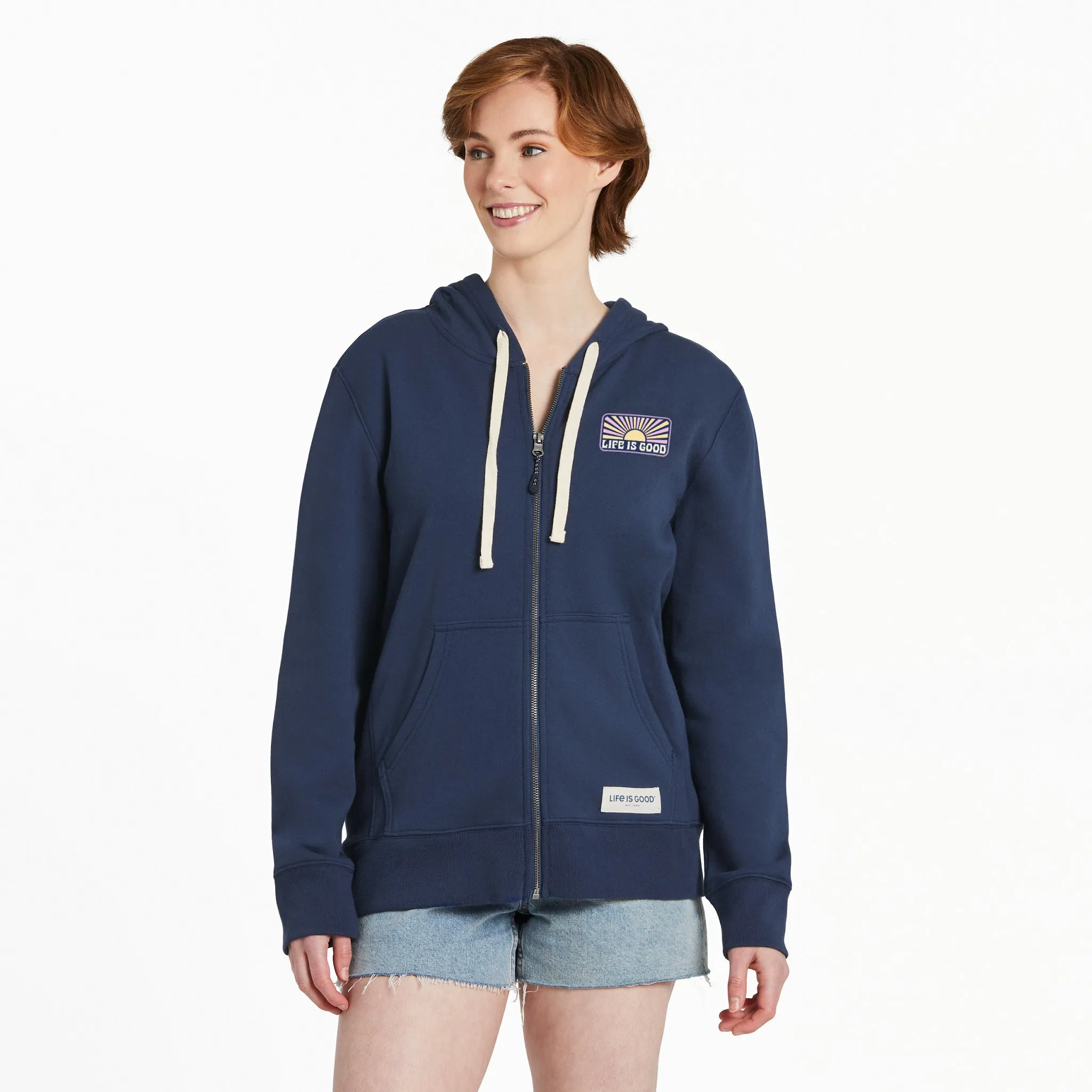 Women's Retro Sunburst Simply True Fleece Zip Hoodie Life is Good