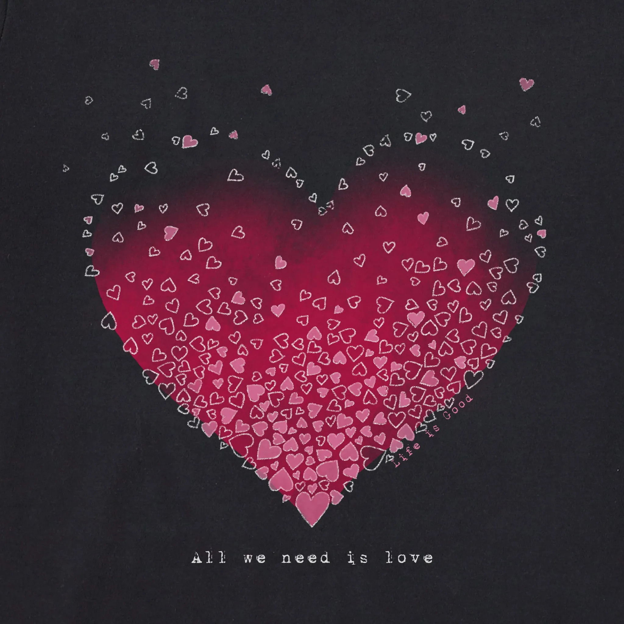 Women's Scattered Hearts Simply True Fleece Crew Life is Good