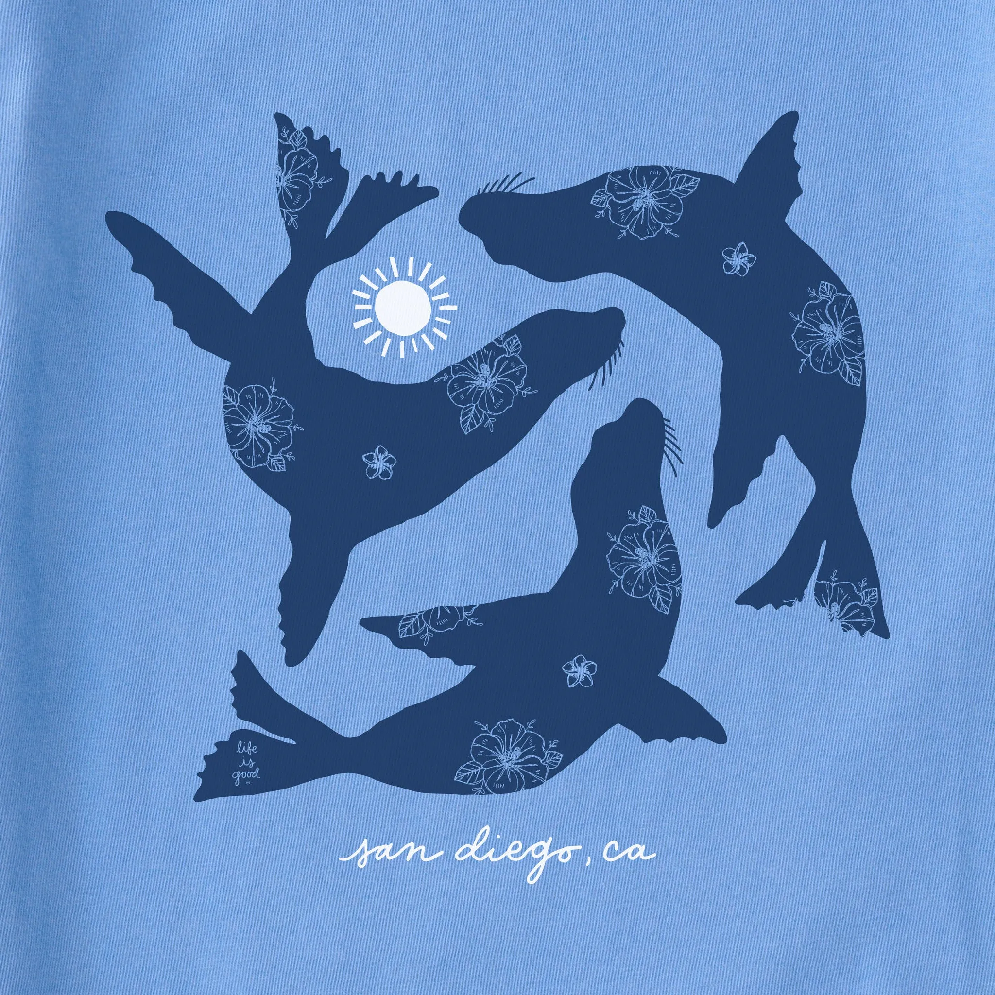 Women's Sea Lion Silhouettes Simply True Fleece Crew Life is Good