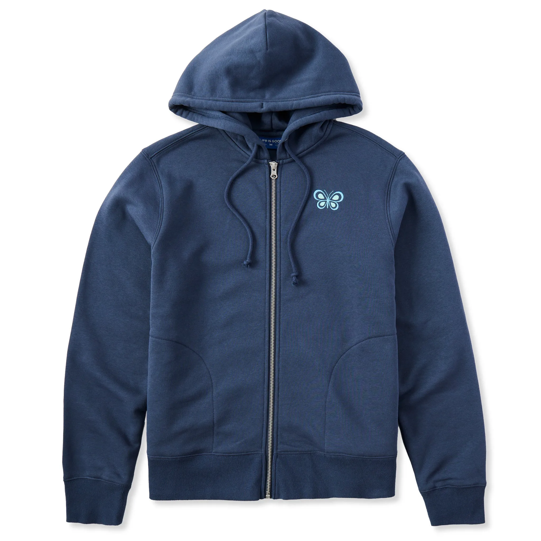 Women's Simple Butterfly Good Vibes Fleece Zip Hoodie Life is Good