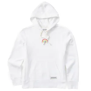 Women's Simple Rainbow Heart Simply True Fleece Hoodie Life is Good