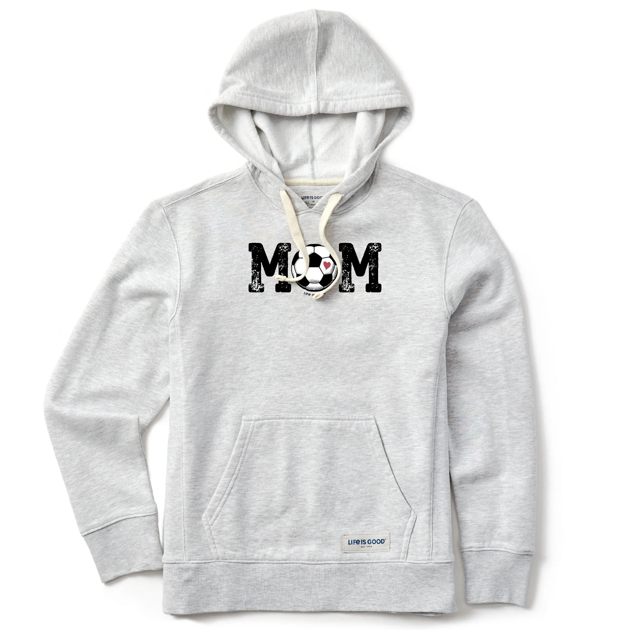 Women's Soccer Ball Mom Simply True Fleece Hoodie Life is Good