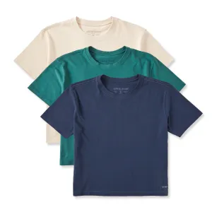 Womens Solid 3-Pack Boxy Crusher Tee  Multi 4 Life is Good