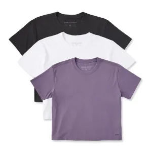 Womens Solid 3-Pack Boxy Crusher Tee  Multi 5 Life is Good