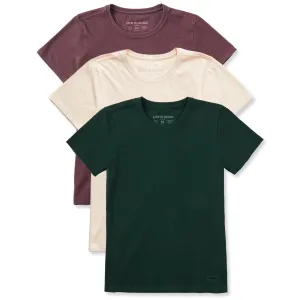 Womens Solid 3-Pack Crusher Crew  Multi 5 Life is Good