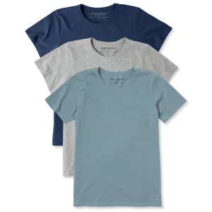 Womens Solid 3-Pack Crusher Crew  Multi 6 Life is Good