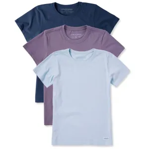 Womens Solid 3-Pack Crusher Crew  Multi 8 Life is Good