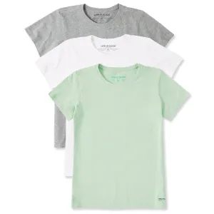 Womens Solid 3-Pack Crusher-LITE Crew  Multi 2 Life is Good