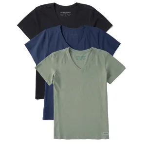 Women's Solid 3-Pack Crusher Vee- Multi 3 Life is Good