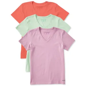 Womens Solid 3-Pack Crusher- Vee  Multi 5 Life is Good