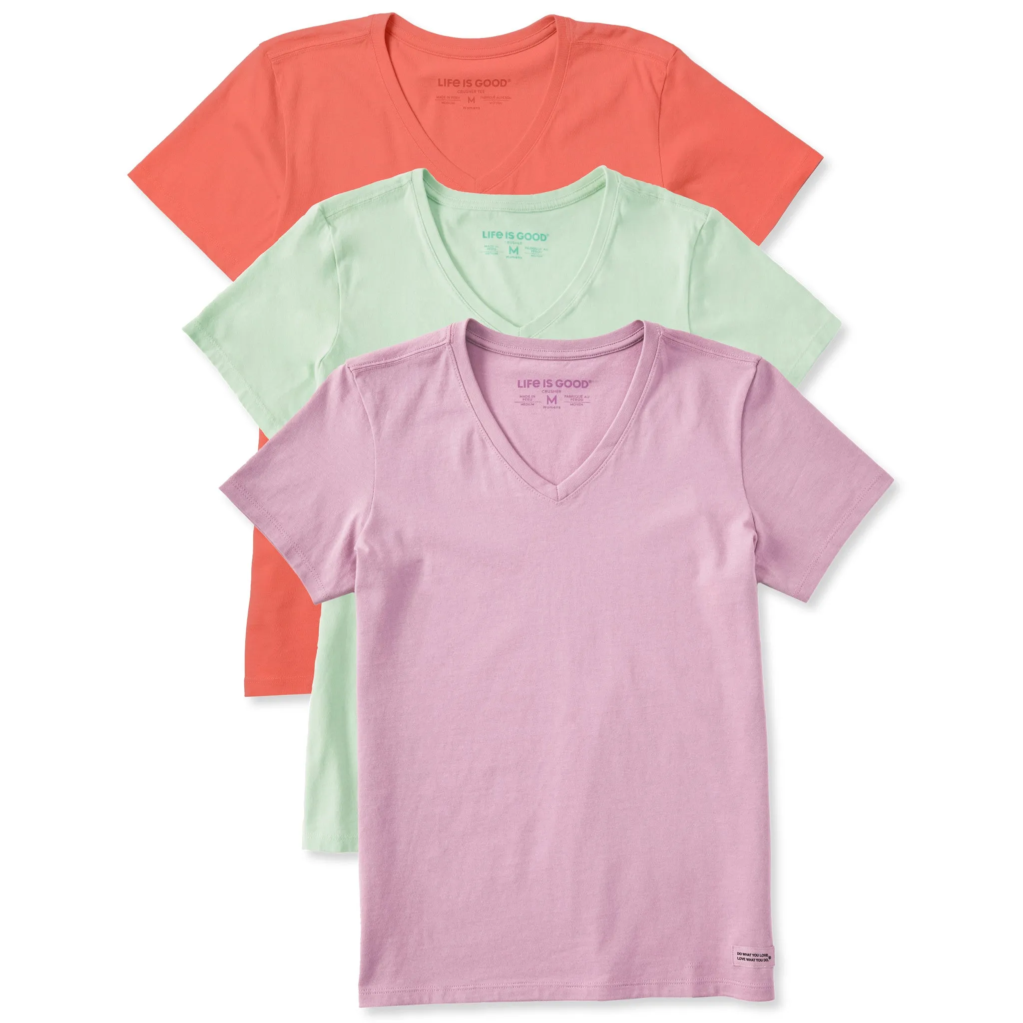 Womens Solid 3-Pack Crusher- Vee  Multi 5 Life is Good