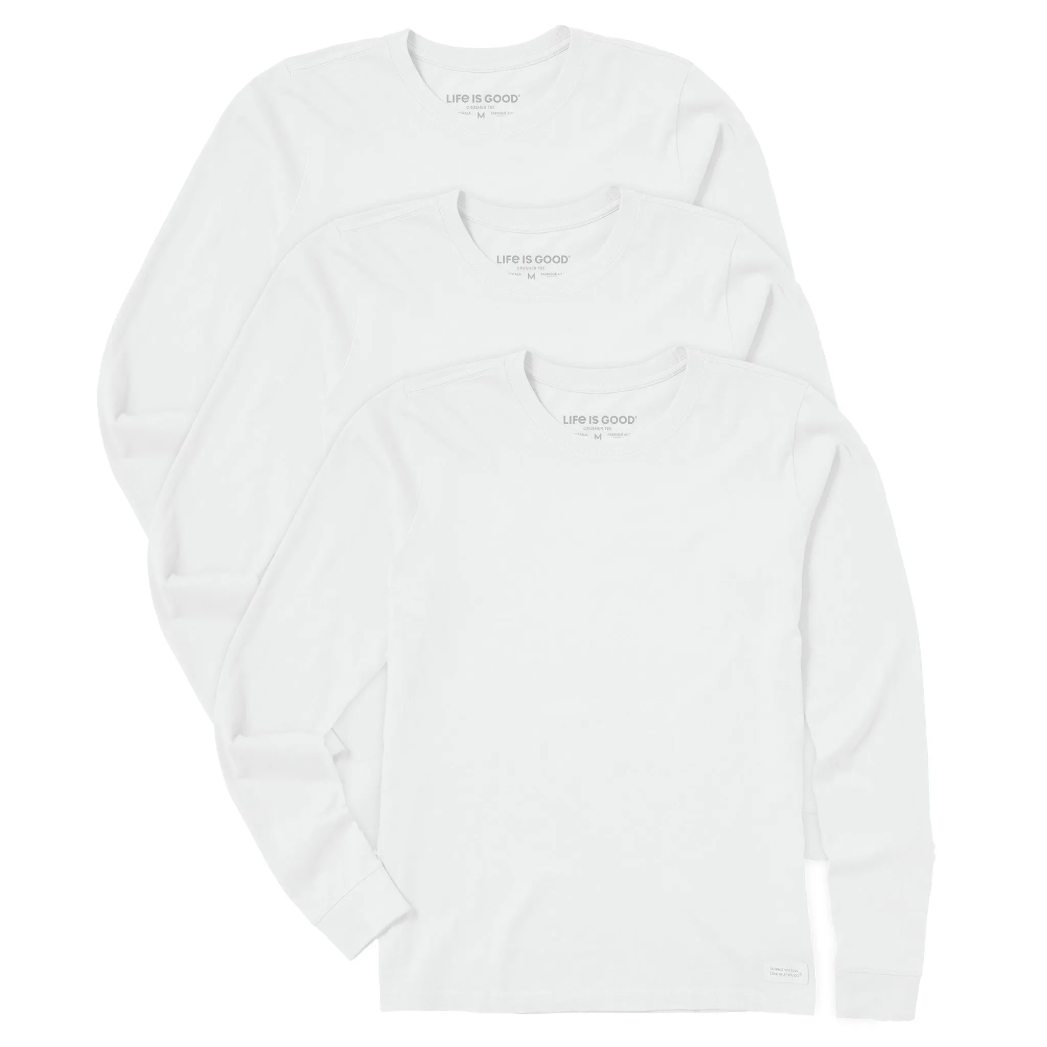 Womens Solid 3-Pack Long Sleeve Crusher Tee - Cloud White Life is Good